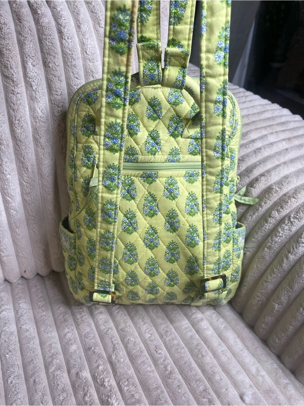 Vera Bradley Kerala Elephants Quilted Sling Backpack Green Floral Bag